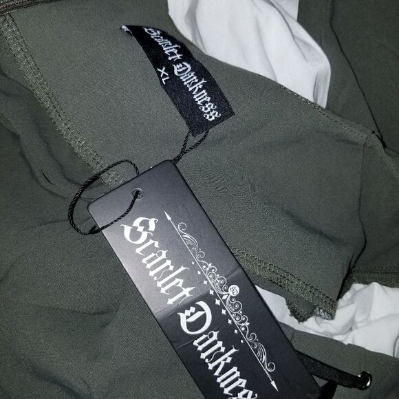 Colonial Contrast Color Dress Square Neck A-Line Dress green - Picture 6 of 14